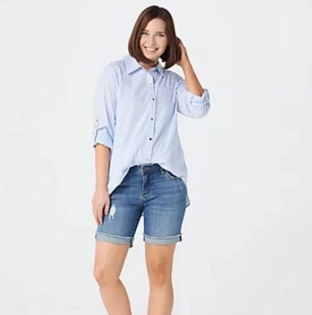 Kut From The Kloth Cuffed Boyfriend Short Size 22W High Rise Distressed